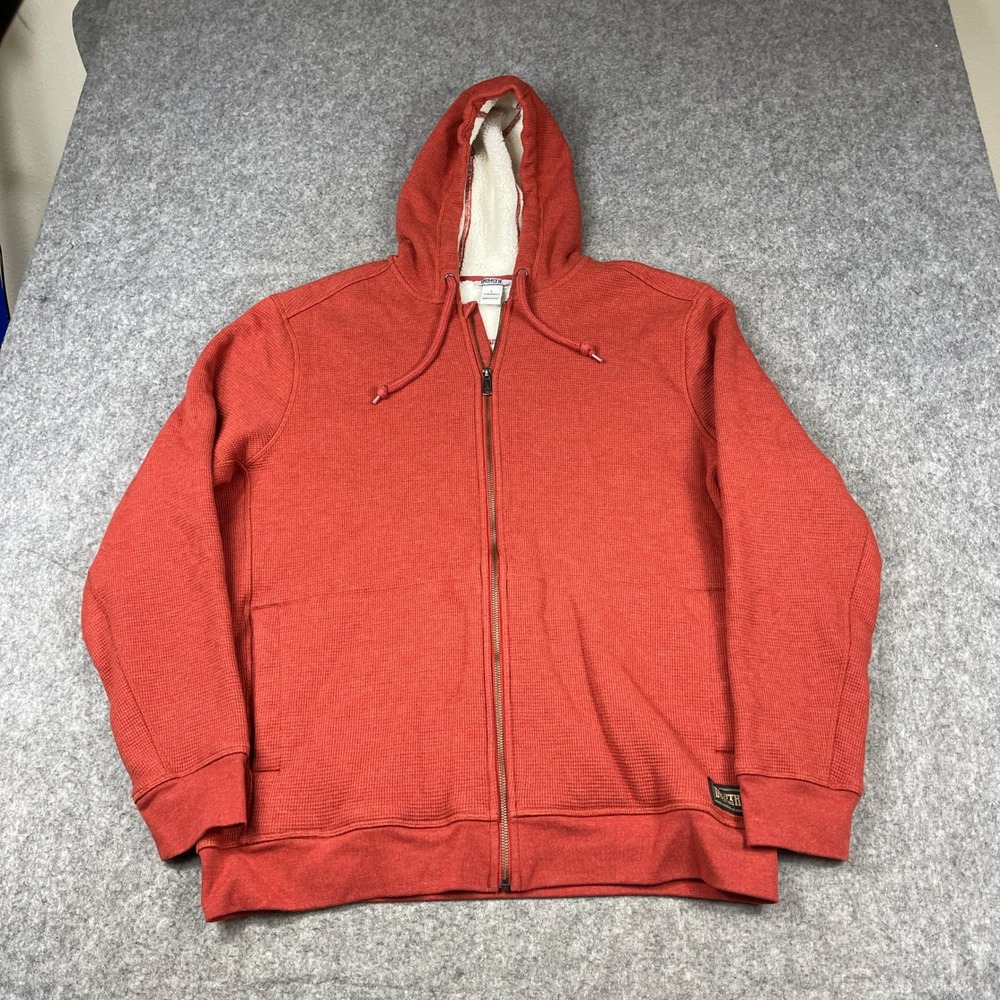 Duluth Trading Co Burly Thermal Sherpa Lined Hoodie Mens Large Burnt Orange